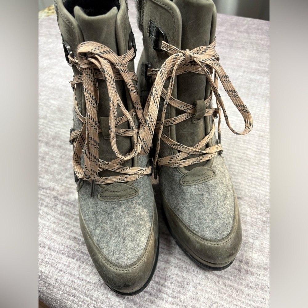 Sorel Womens Blake Leather Heeled Hiker Bootie Size 10 Waterproof Tall Gray - Picture 5 of 12